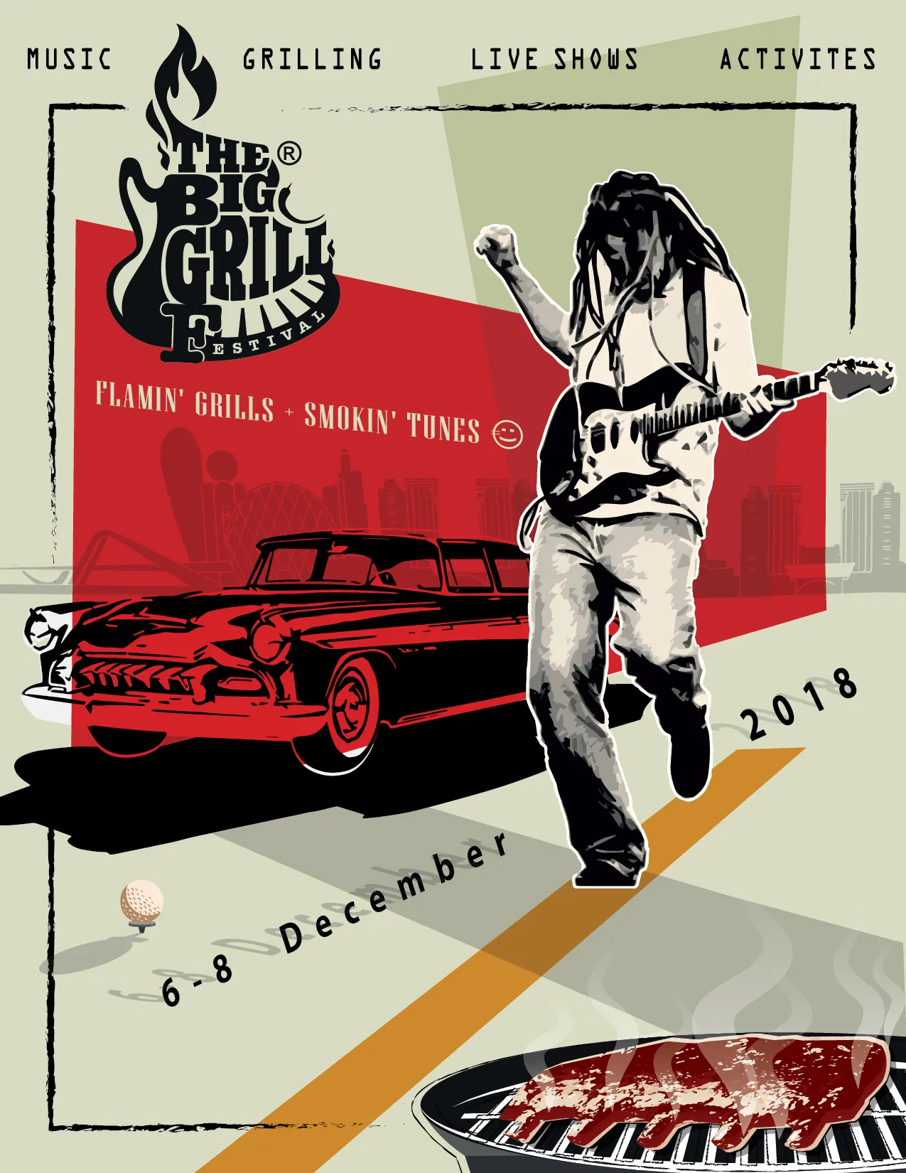 The Big Grill: the festival poster in red