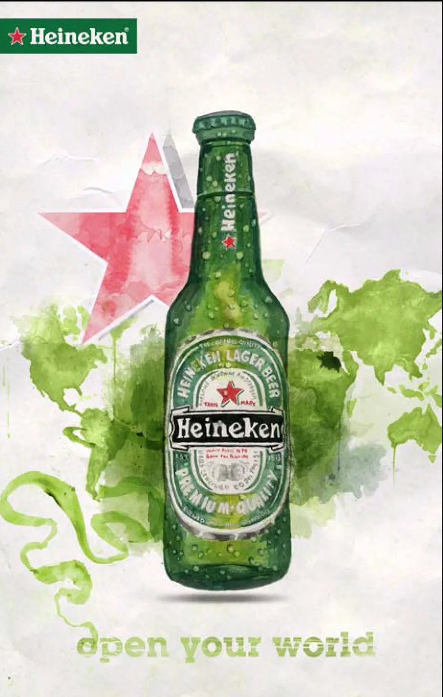 A bottle bursting from a green world