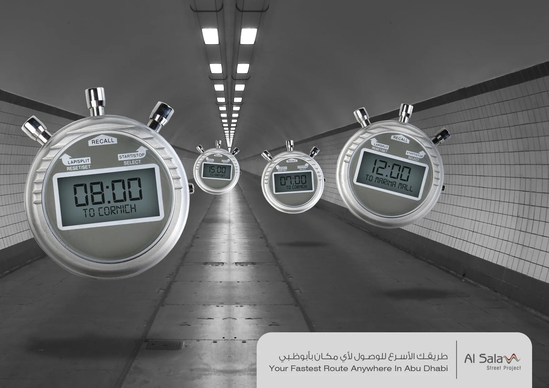 Stopwatches in a tunnel
