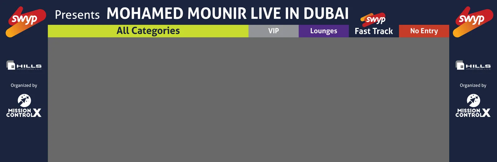 The gate for Mohamed Mounir Live in Dubai, drawn