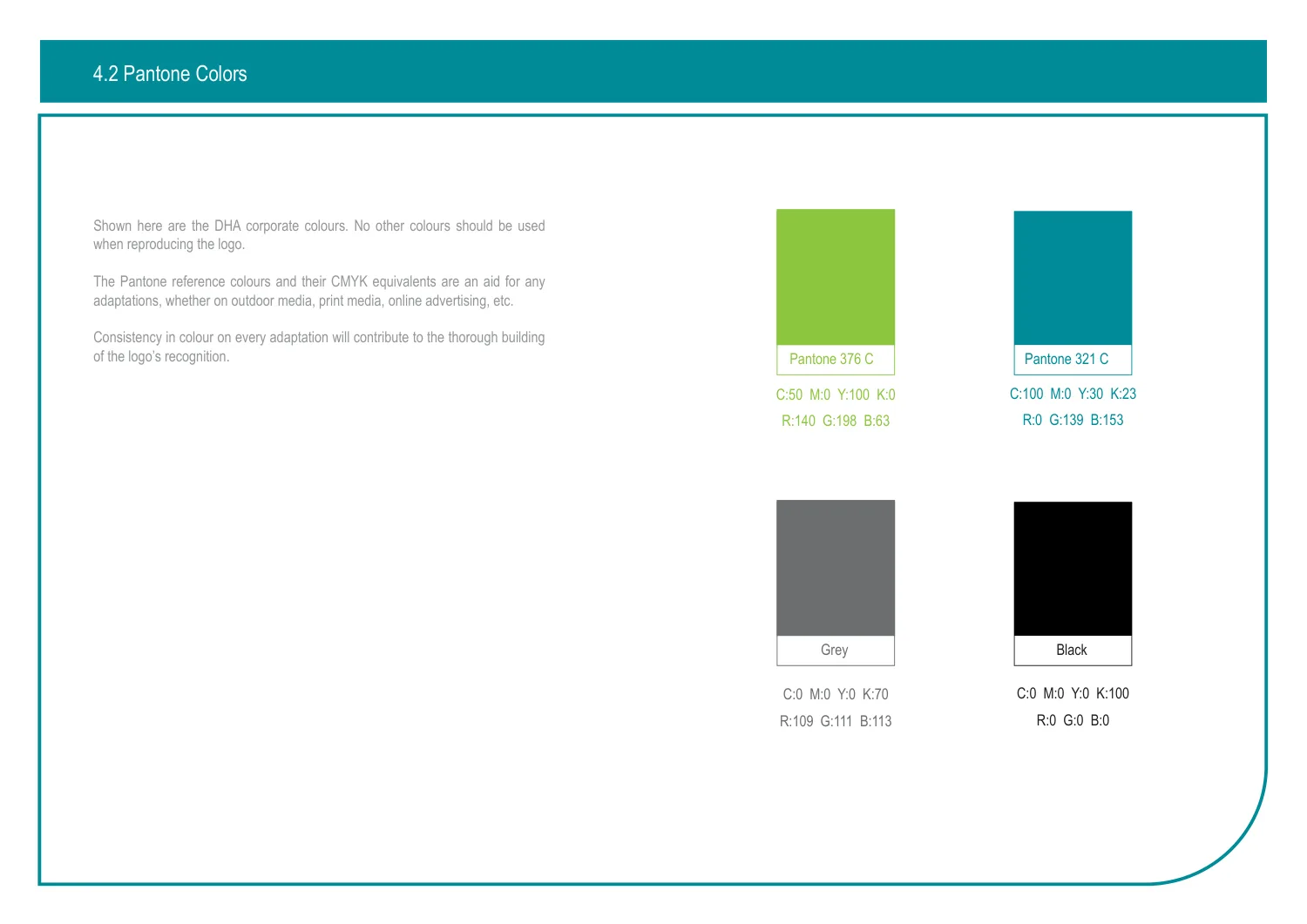 Manual: Pantone colours.