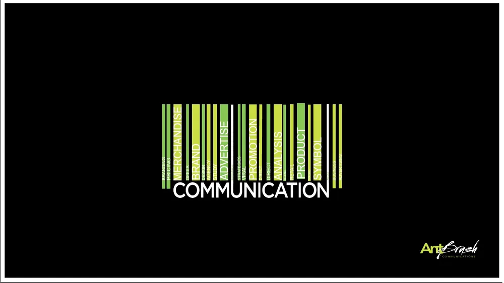 Communication: a barcode whose bars read merchandise, brand, advertise, promotion, analysis, product and symbol