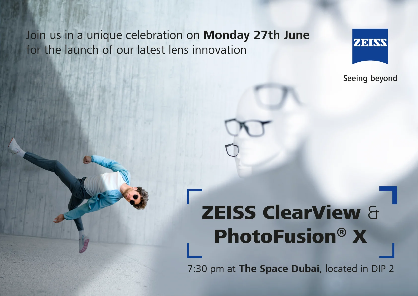 The invitation: the campaign athlete and the two lenses, ZEISS ClearView and PhotoFusion X